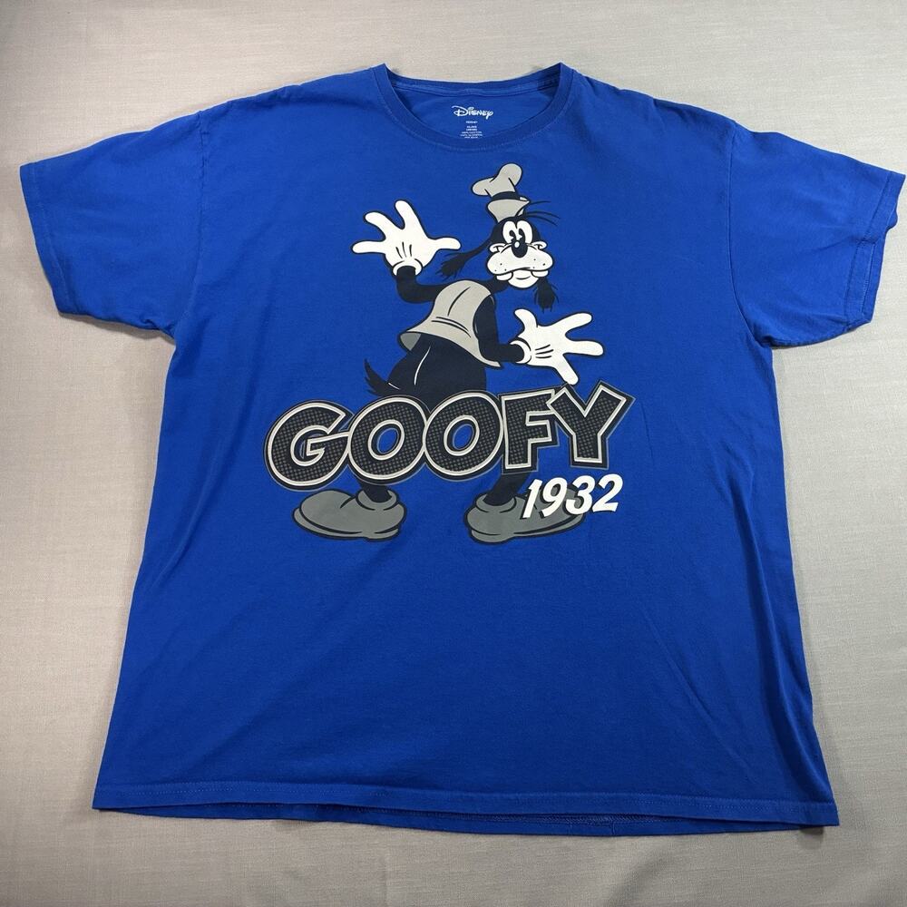 Disney Goofy Graphic T-Shirt Blue Front & Back Print Mens XL Cartoon Tee